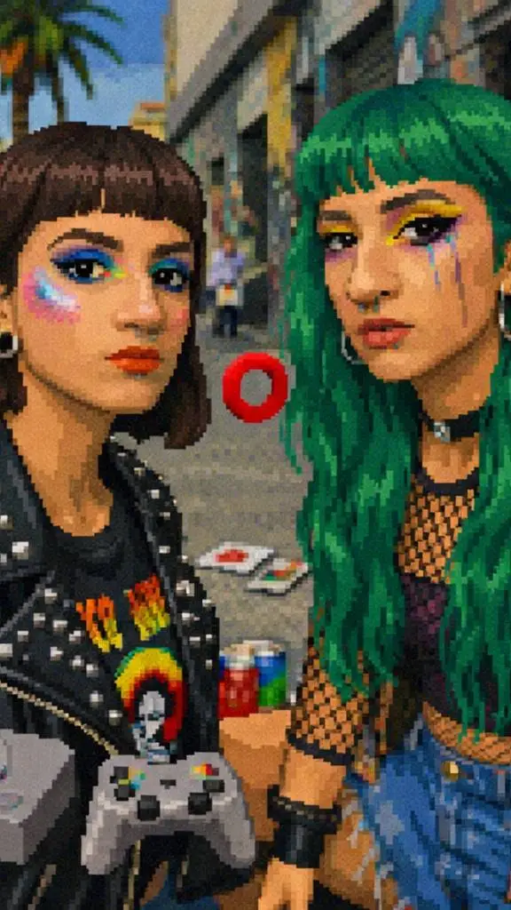 ai character: Carla y Natalia  background