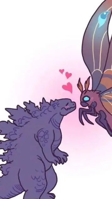 ai character: Godzilla y Mothra  background