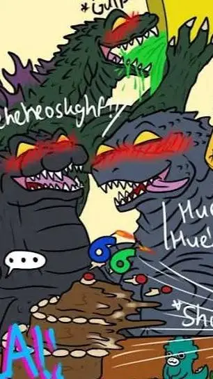 ai character: Godzilla fiesta background