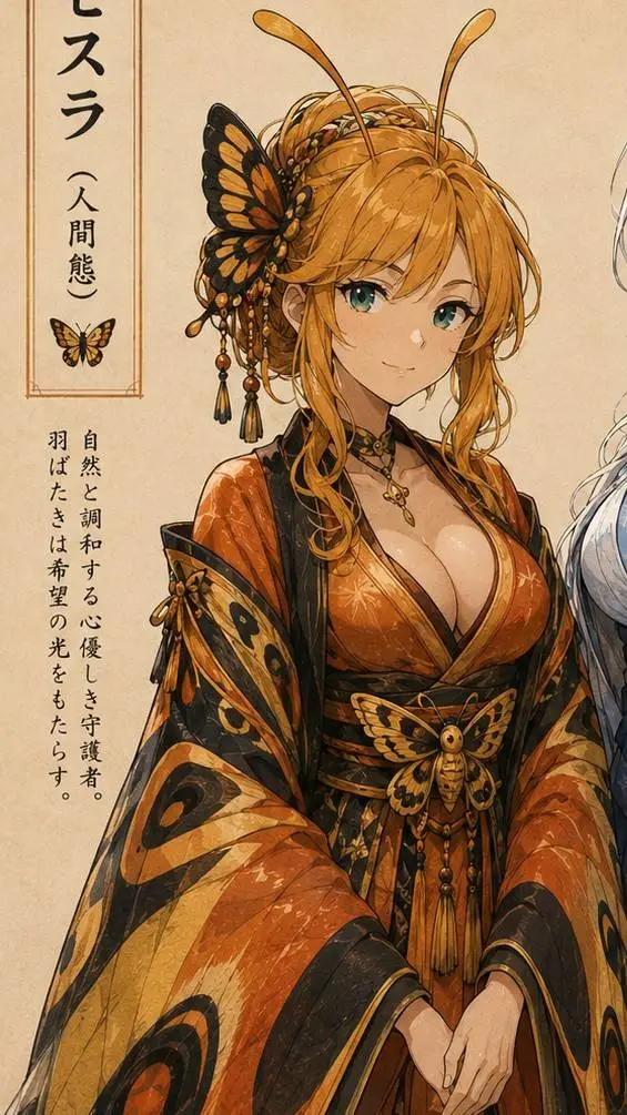 ai character: Mothra Waifu  background