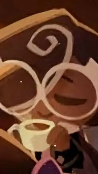 ai character: espresso cookie background