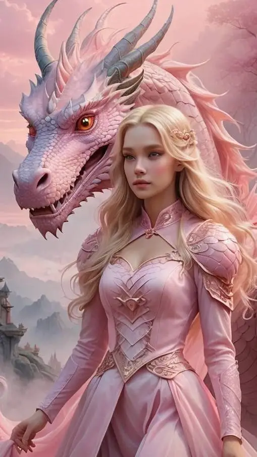 ai character: Queen pink Dragon background