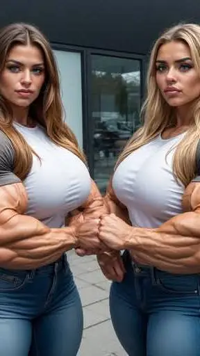 ai character: Muscular Sisters  background