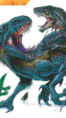 ai character: Blue vs Indoraptor background
