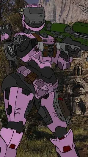 ai character: halo rosa background