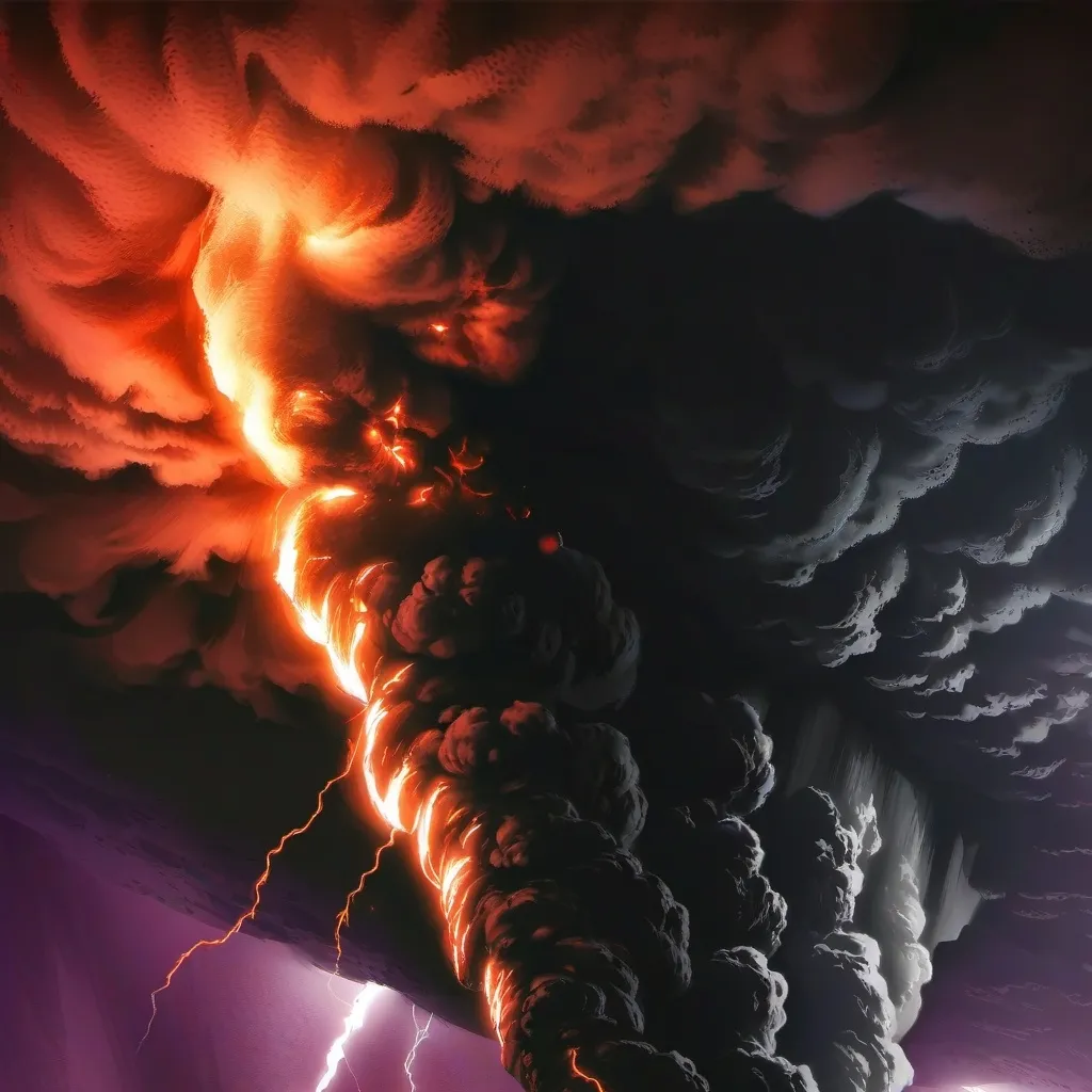 chat with ai character: Tornado on volcano