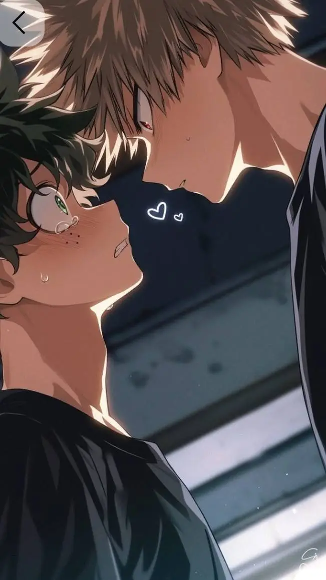 ai character: deku y bakugo beso background