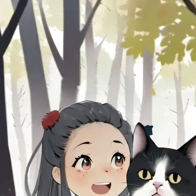 chat with ai character: cat and girl