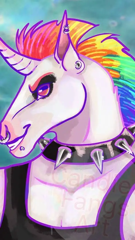 ai character: candy the Unicorn background