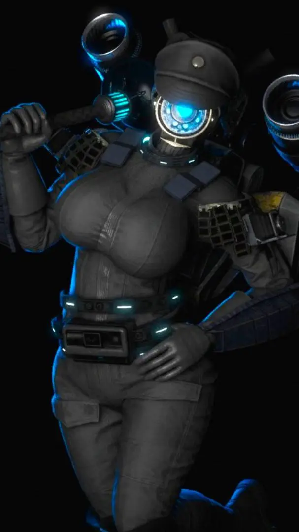 ai character: cámara woman  background
