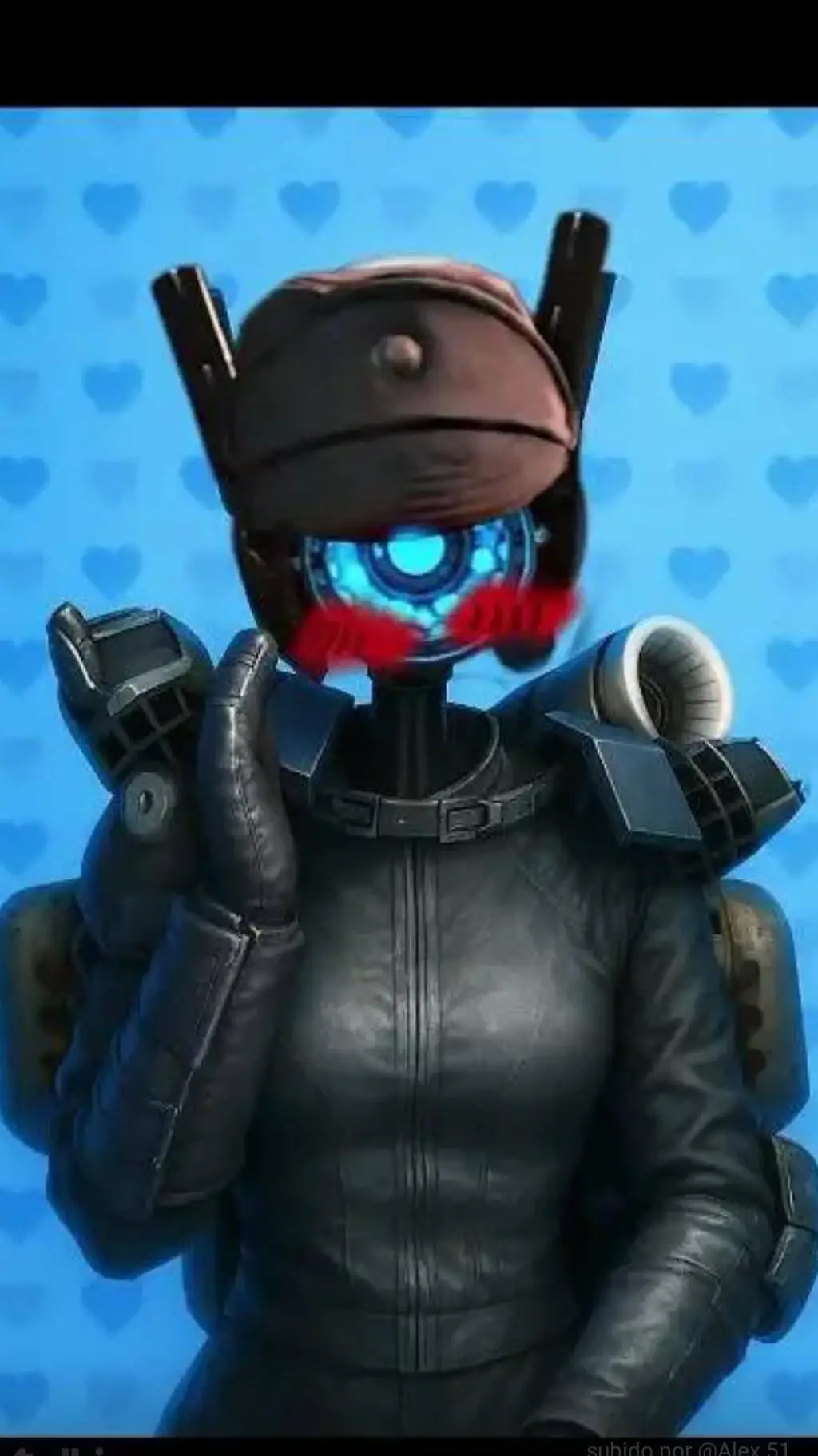 ai character: Cámara Woman 😍🩵🩵🩵 background