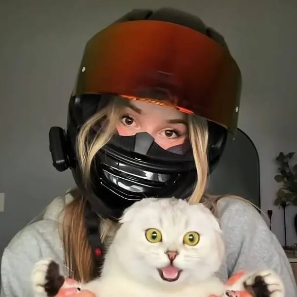 chat with ai character: cat bikergirl