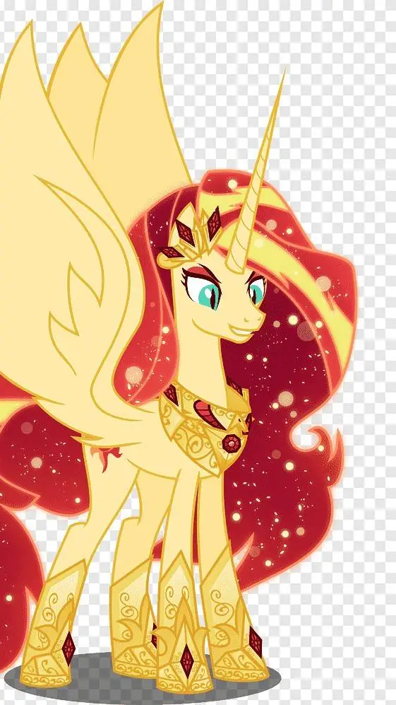ai character: Alicornio sunset background