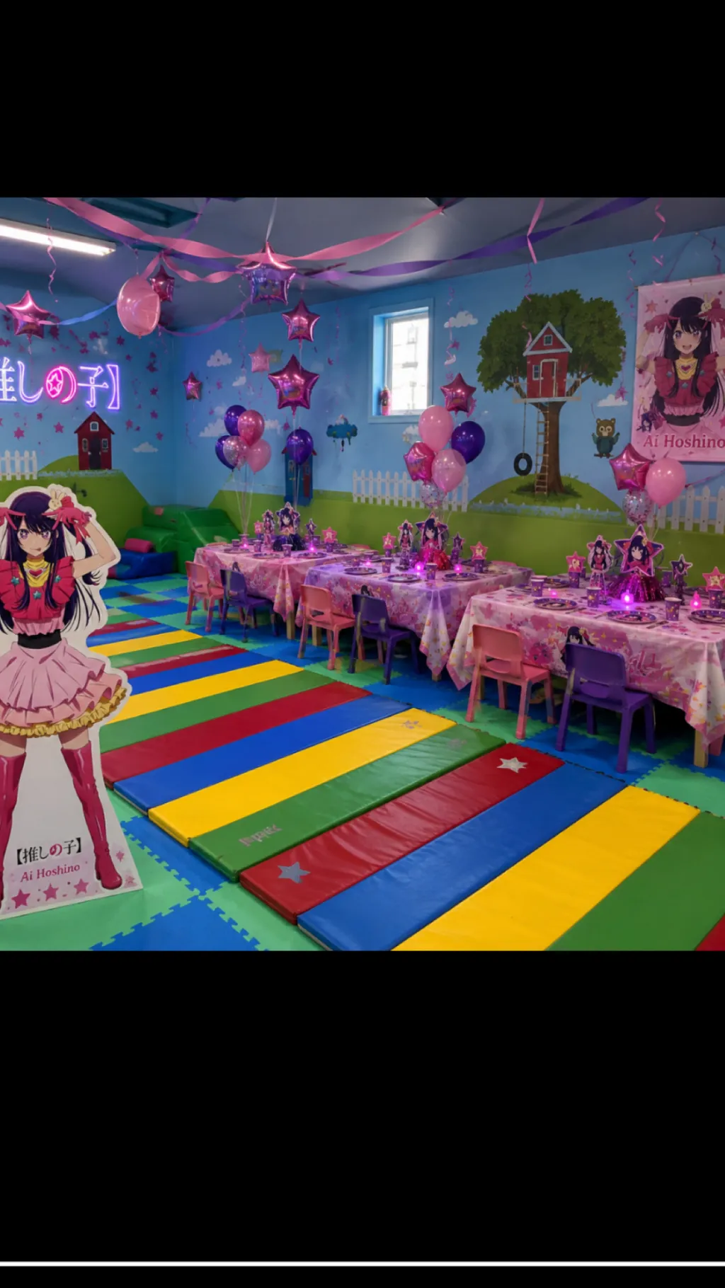ai character: Birthday party  background
