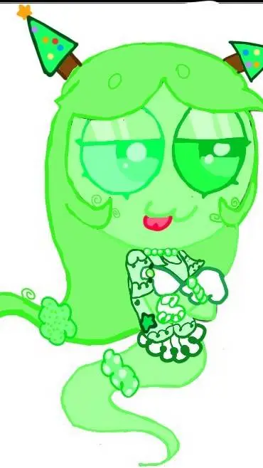 ai character: green Connie  background