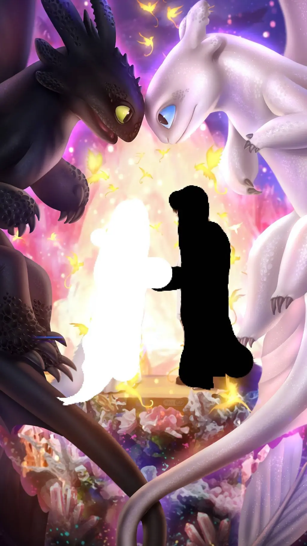 ai character: toothless and luna background