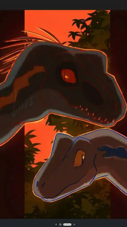 ai character: blue x indoraptor background