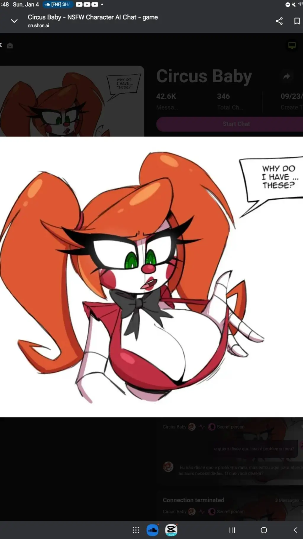 ai character: Circus baby  background