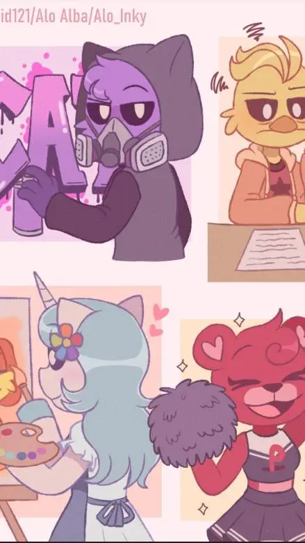 ai character: Smiling critters  background