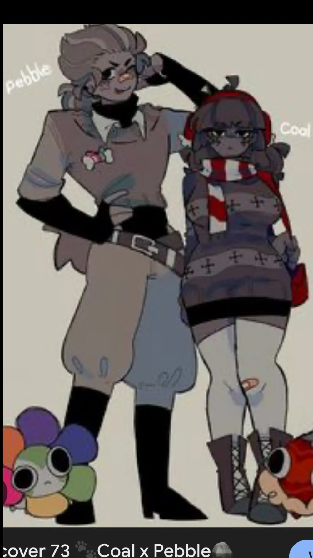 ai character: Coal and pebble background