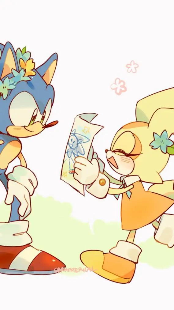 ai character: Cream and sonic background