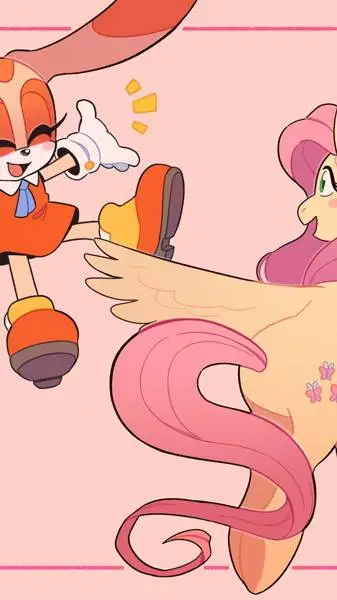 ai character: cream and Flutter background