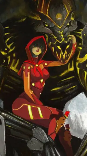 ai character: Red riding hood  background