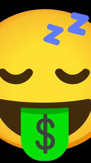 ai character: emoji 😴 e 💰👍 background