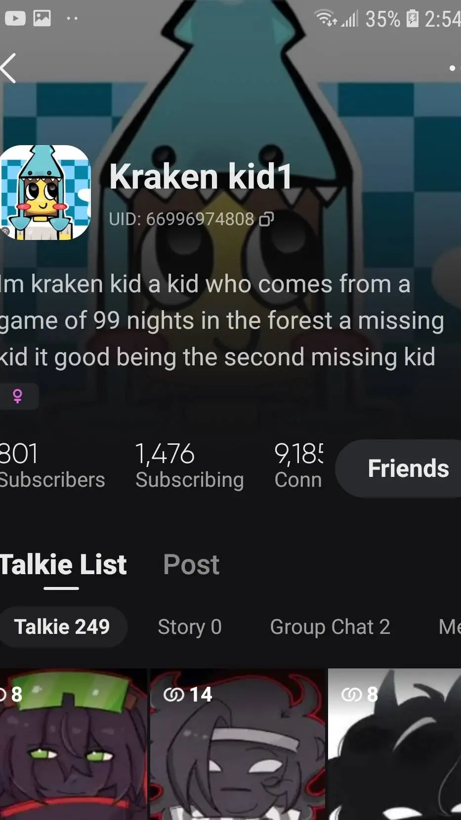 ai character: Kraken kid background