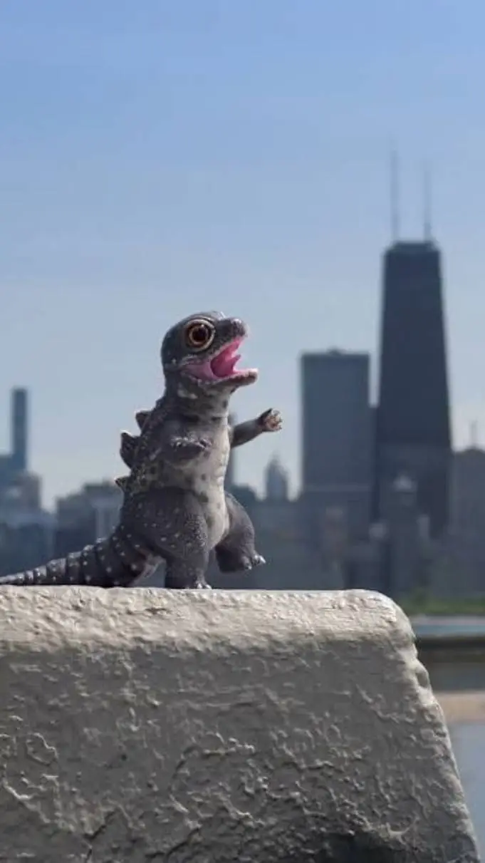 ai character: godzilla gecko background