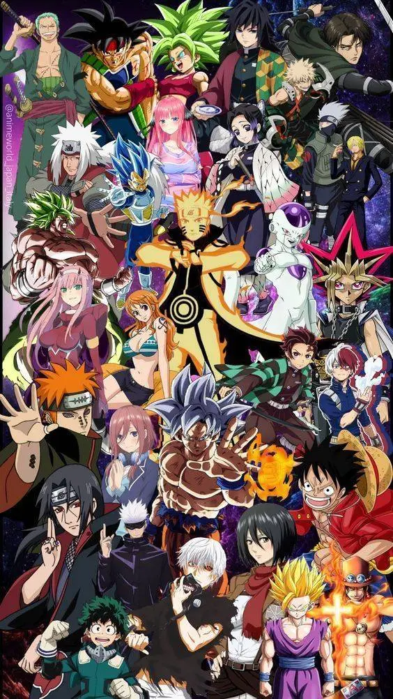 ai character: mixed animes background