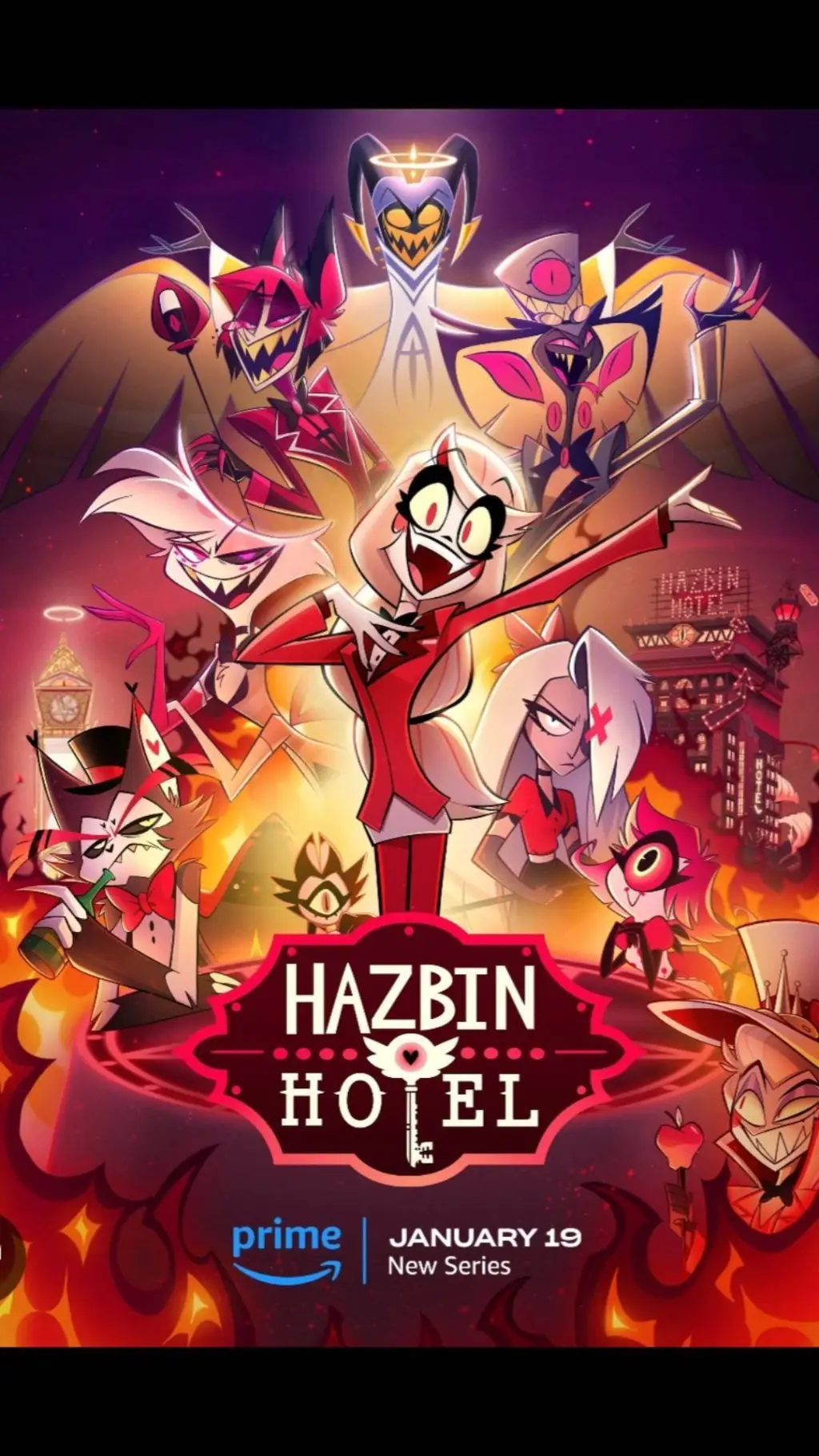 ai character: hazbinHotel winter background