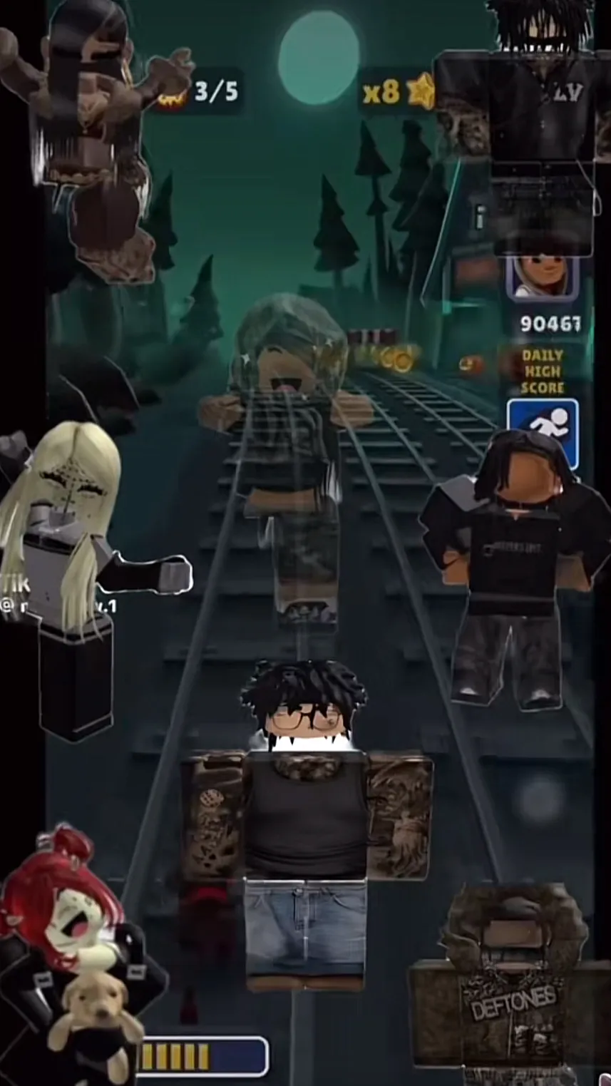 ai character: Blk roblox gc😭 background