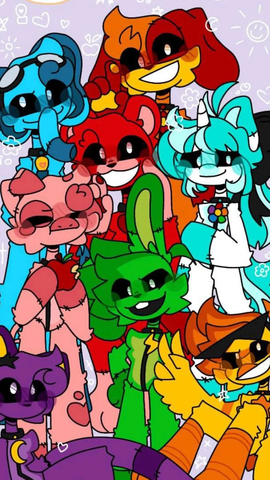 ai character: Smiling critters background