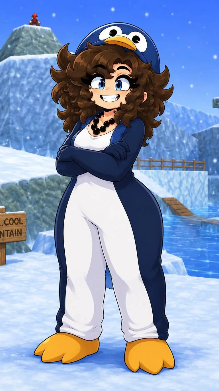 ai character: María 🐧🤍🖤 background