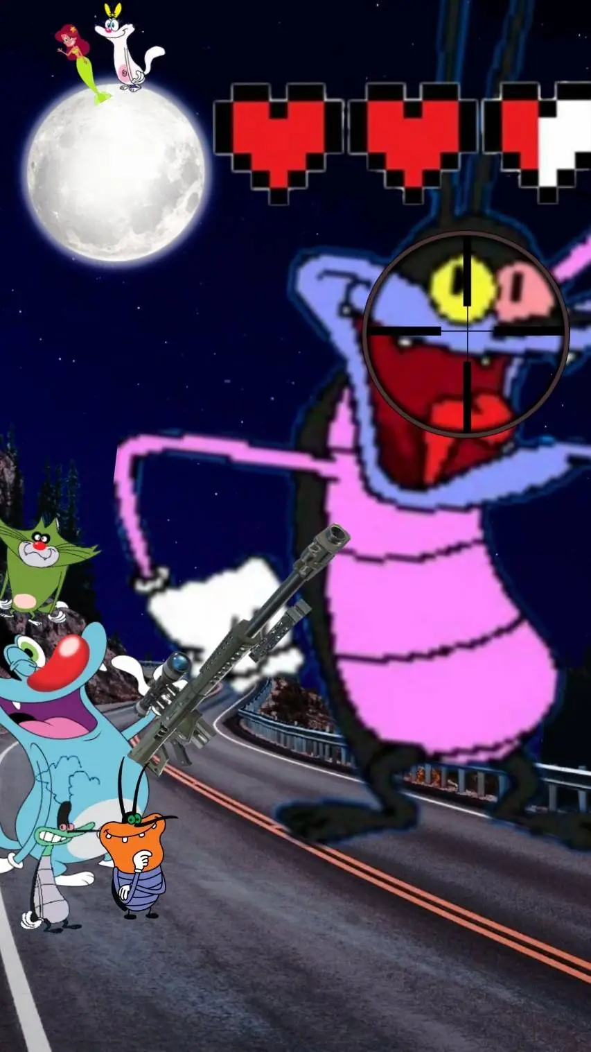 ai character: Oggy vs Joey background