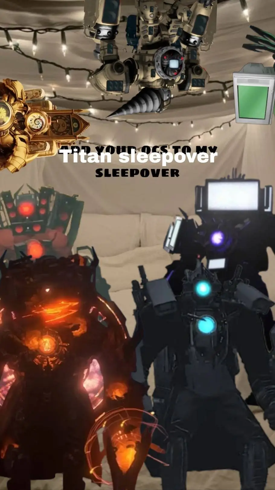 ai character: Titans sleepover  background