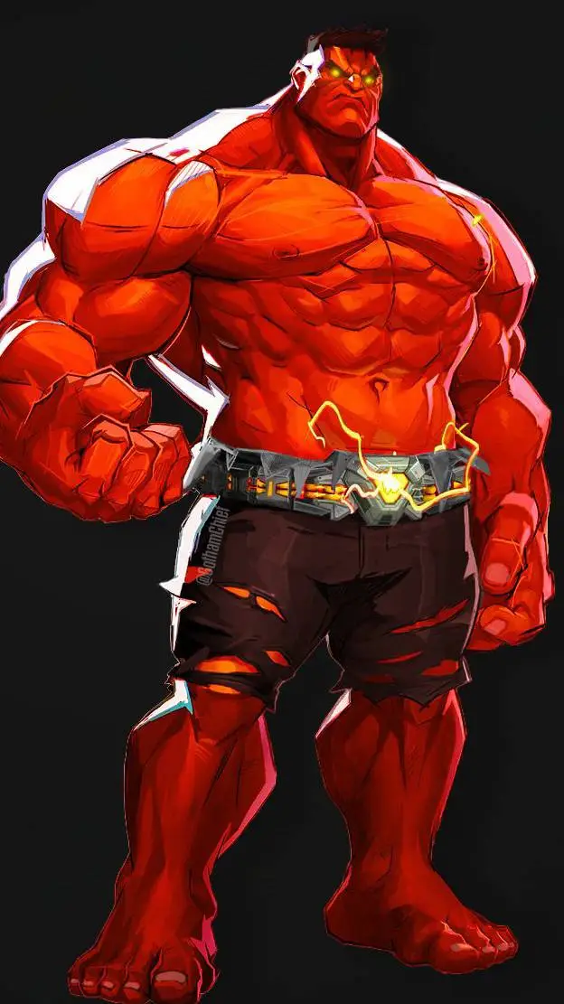 ai character: Red Hulk background