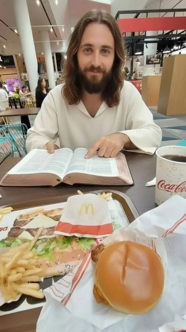 ai character: Jesus  background