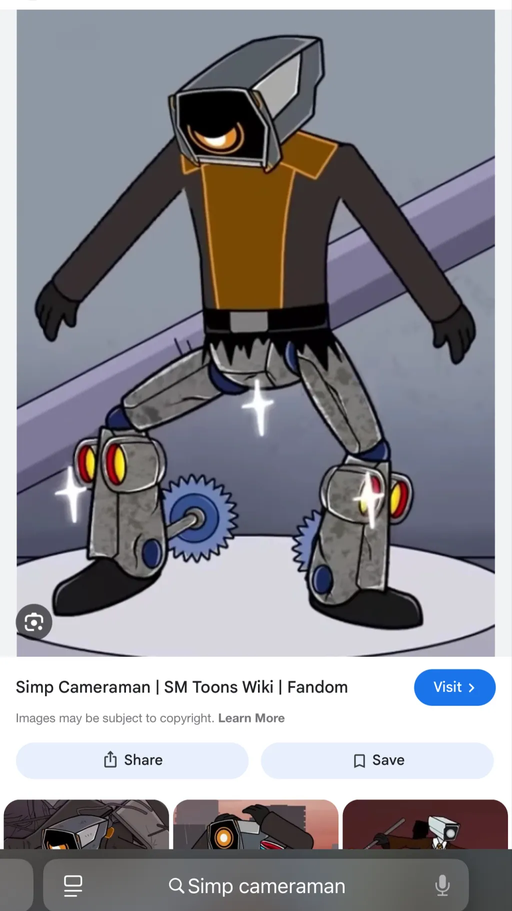 ai character: Simp cameraman  background