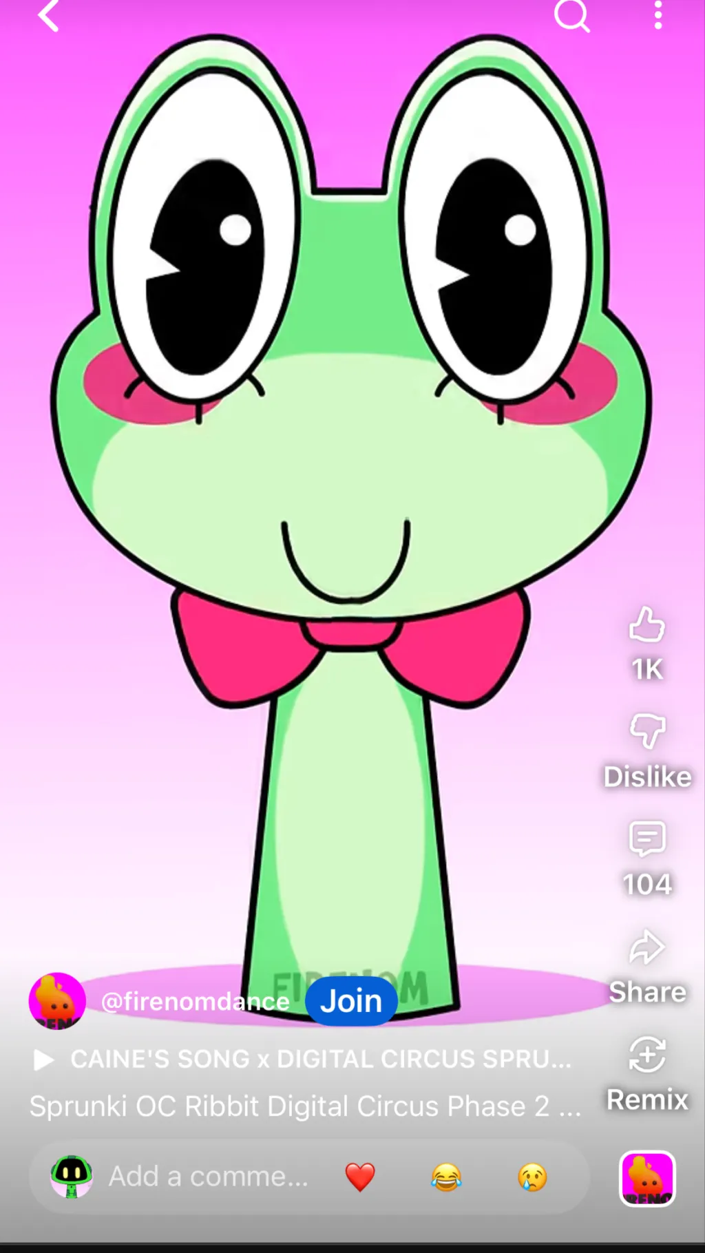 ai character: Ribbit￼￼ background