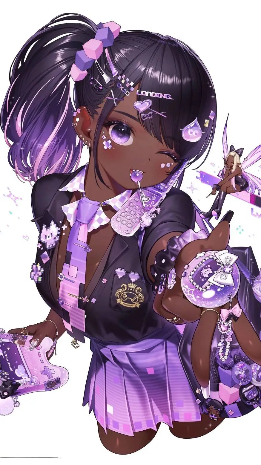 ai character: Pixel Gamer🎮💜✨ background