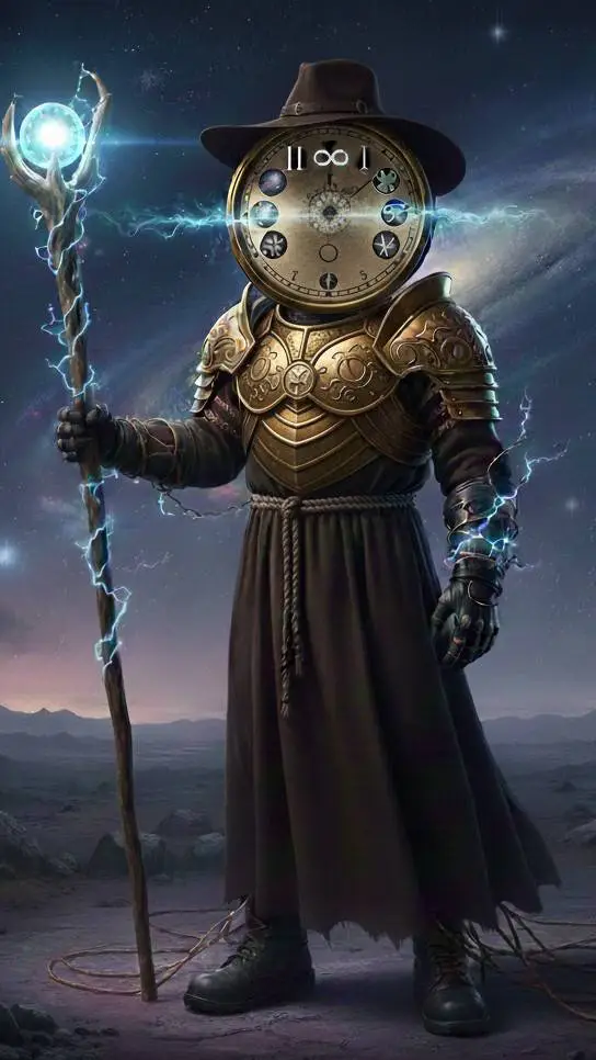 ai character: Grandfather clock background