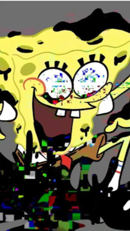 ai character: Spongebob *glitch* background