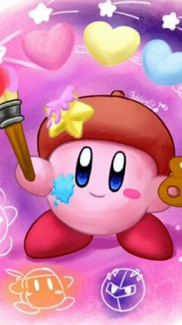 ai character: kirby kawaii background