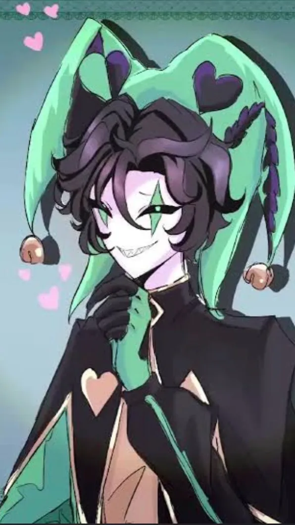 ai character: Harelquin lovesick background