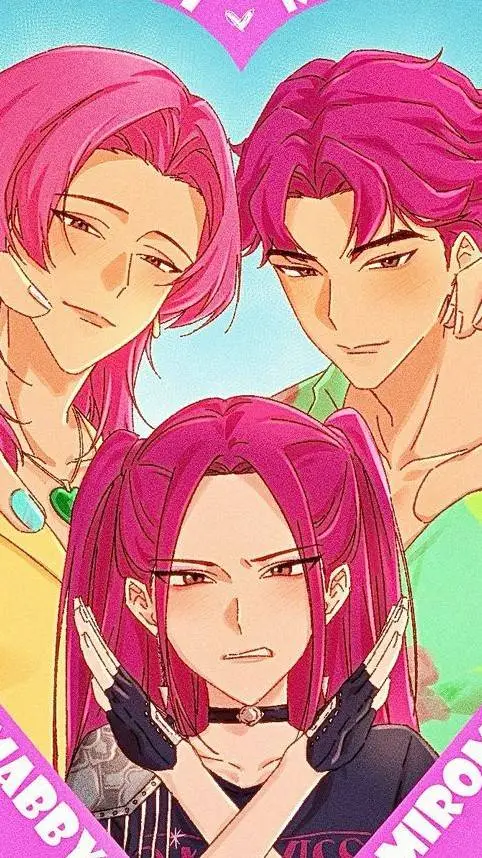 ai character: pelo rosadito background