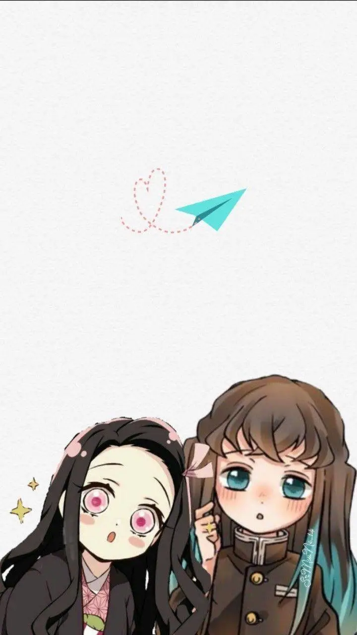 ai character: nezuko💖 + tokito🩵 background