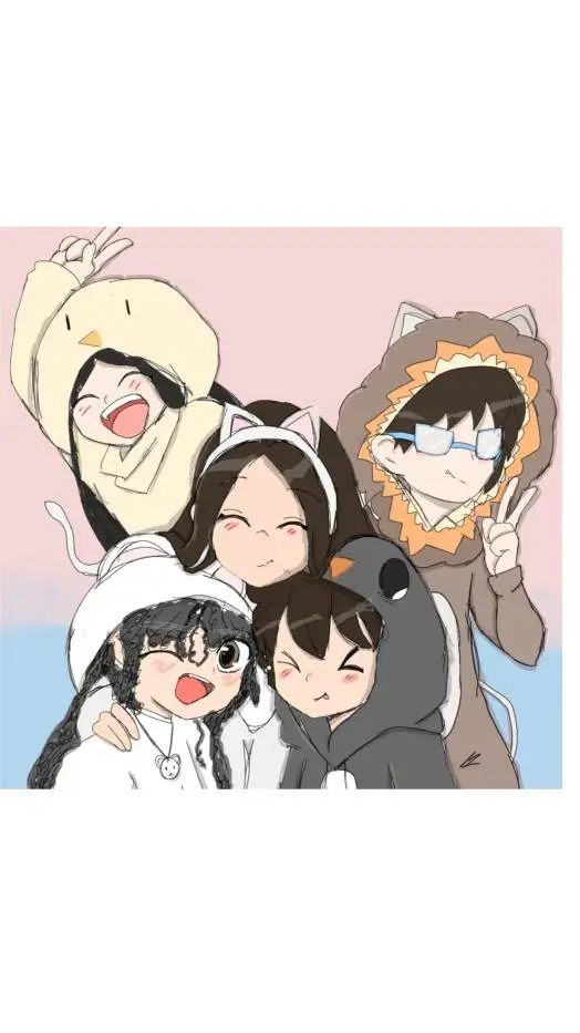 ai character: Amigos!♡🦁🐱🐻‍❄️🐤🐧 background