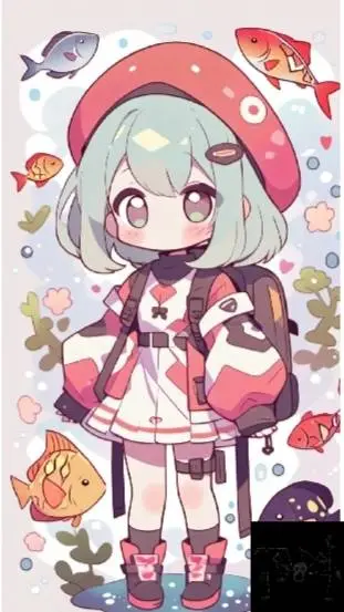 ai character: Чиби рыбы🐠 background